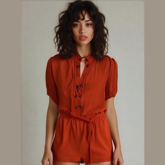 Royal Underground Orange Knit Slouchy Grommet Tie Front Dress Women Sz XL - Picture 1 of 11